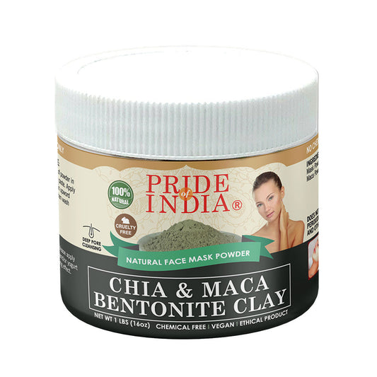 Chia & Maca Healing Bentonite Clay Natural Face Mask Powder, 1 Pound (454gm) Jar-0